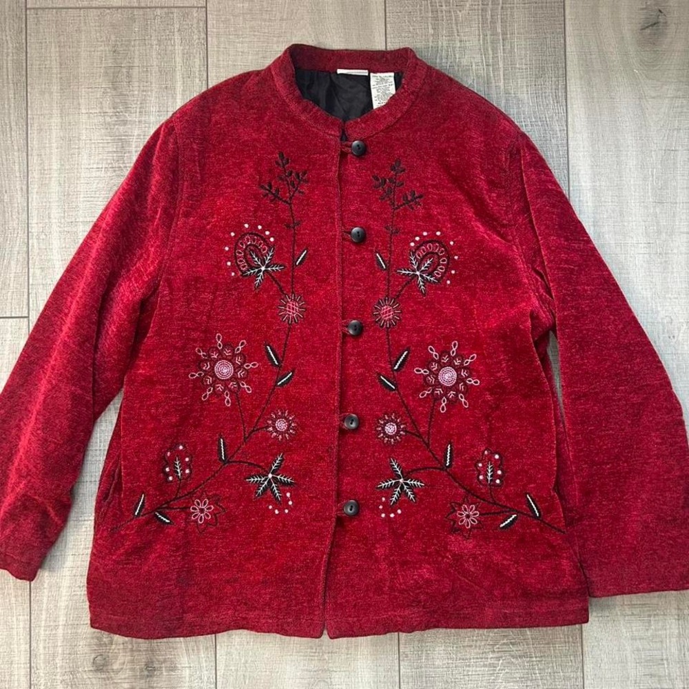 White Stag Vintage Red Embroidered Button Jacket - Size XL - Picture 1 of 6